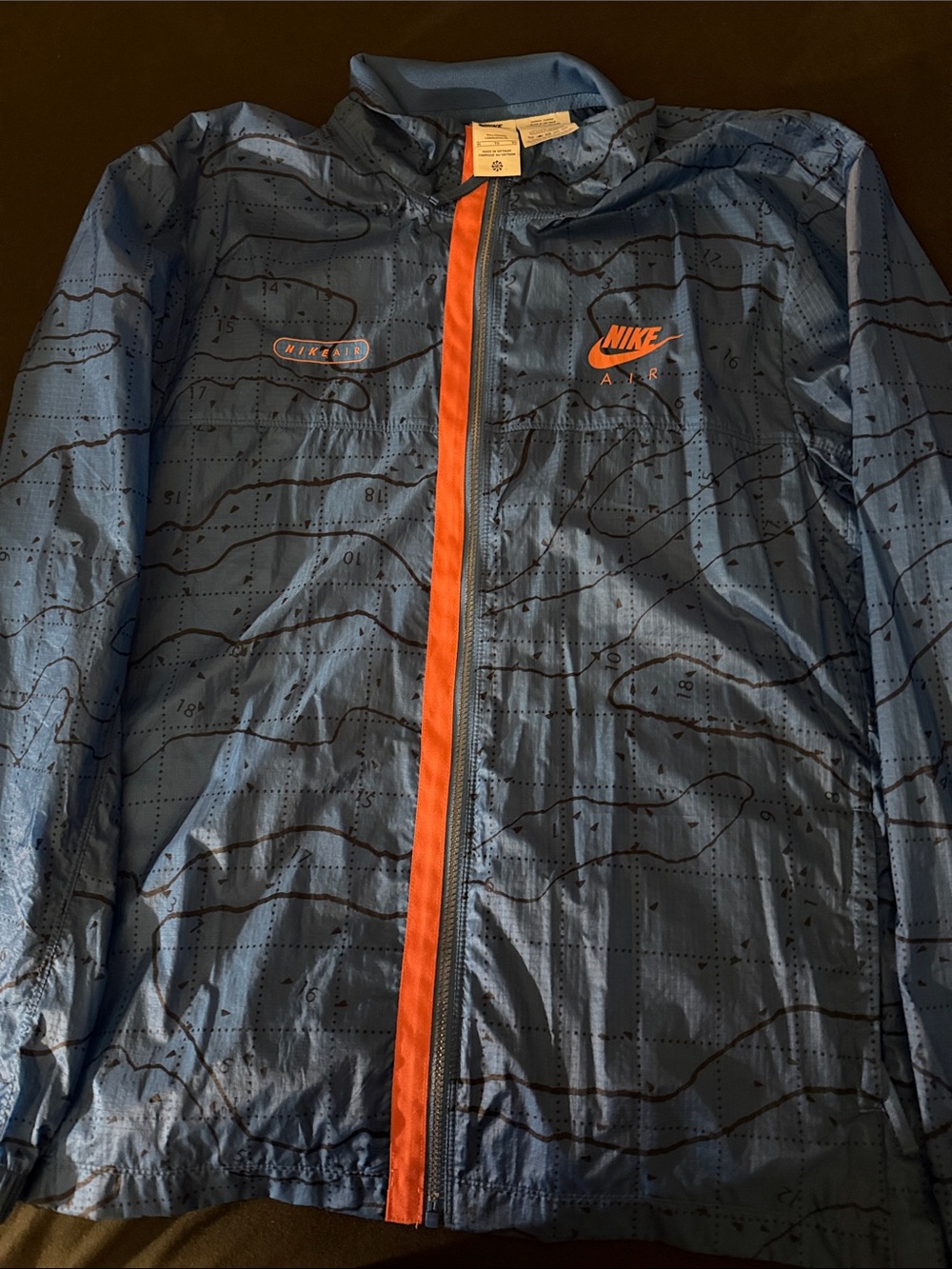 Nike Men’s Blue Windbreaker Jacket with Orange Zipper Trim